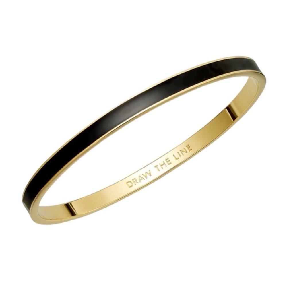 Kate Spade Draw The Line Black Gold Enamel‎ Bangle Bracelet Idiom Collection